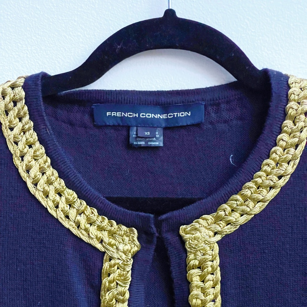 French Connection Navy blue cardigan with gold decor - Picture 2 of 5